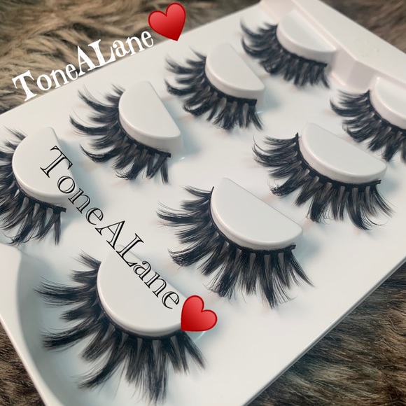 Mink eyelashes Lashes 3d Lashes Wispy 4 pairs - Picture 2 of 4